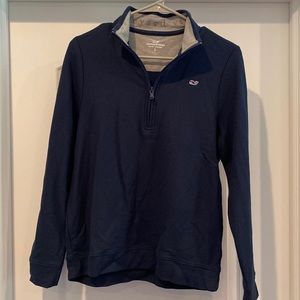 NWT Vineyard Vines Boys Pique 1/2 Zip Saltwater Navy Large 16